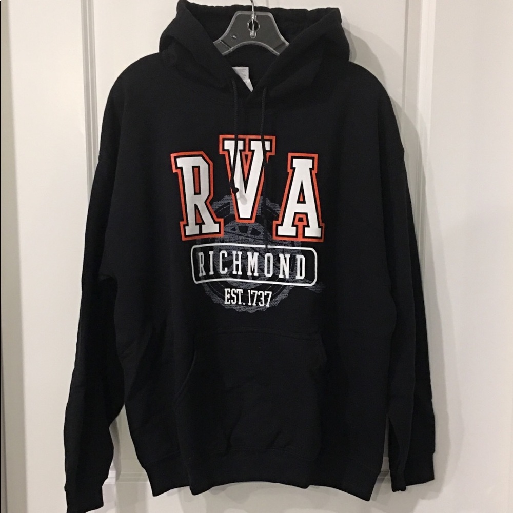 Hooded Black Richmond Virginia Sweatshirt. Large.